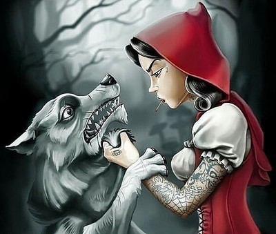 Create meme: illustration of little red riding hood, little red riding hood , little red riding hood and the wolf art