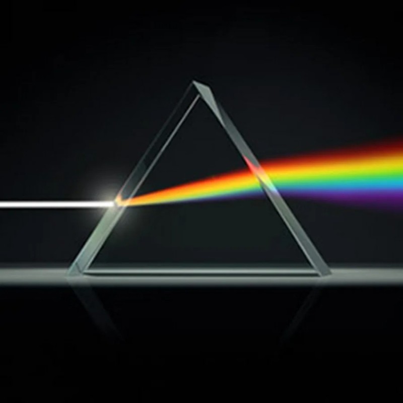 Create meme: pink Floyd prism, light through a prism, Prism light