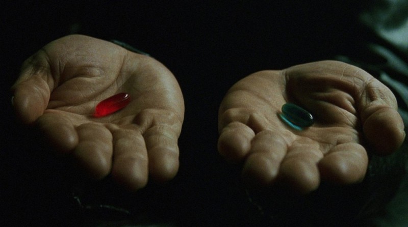 Create meme: Morpheus pills, morpheus pills, red and blue pill