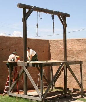 Create meme: installation of the gallows, the gallows, death penalty by hanging