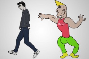 Create meme: chad, chad stride, virgin chad