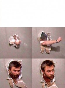 Create meme: Chris Hemsworth punches the wall meme, people
