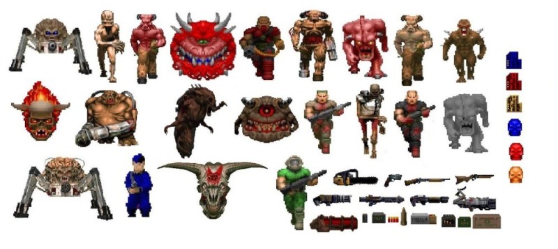 Create meme: Monsters from Doom 1993, The evolution of monsters from Doom Mancubus, doom 1993 sprites