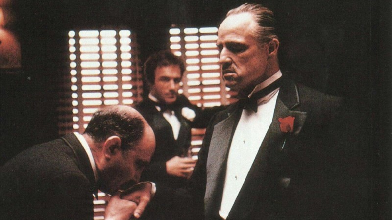 Create meme: James brown, don Corleone kissed his hand, Marlon Brando the godfather