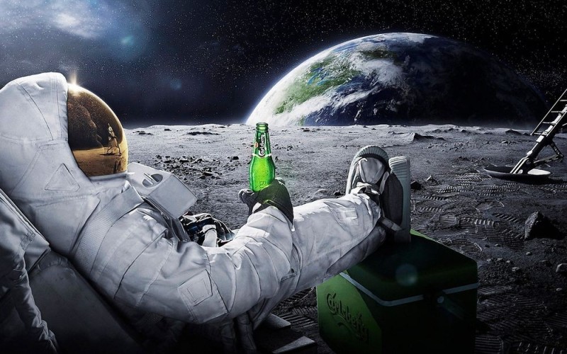 Create meme: man in space , carlsberg kosmos cosmonaut, astronaut in space