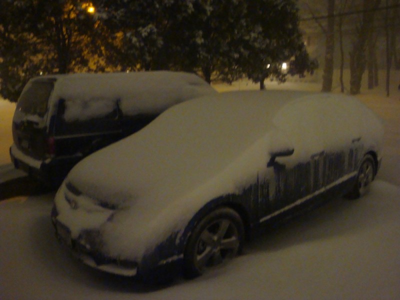 Create meme: snow , snow machine, a car in winter