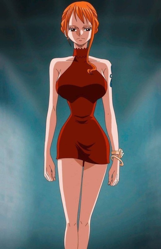 Create meme: Nami in a red van pease dress, Nami Van Pease in full height, nami van pease