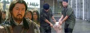 Create meme: Chinese pig, Genghis Khan, happy pig