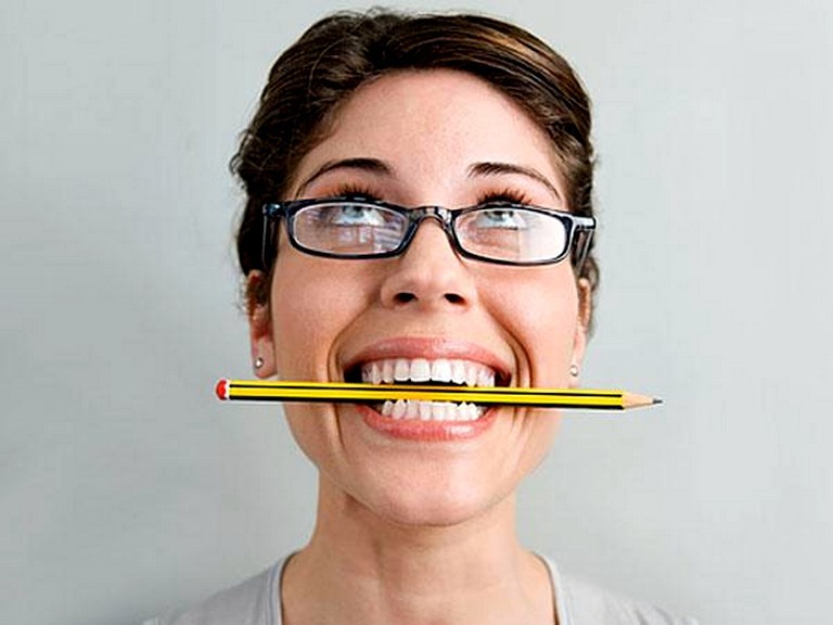 Create meme: a pencil in your teeth for diction, diction exercises, snoring exercise