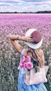 Create meme: bag, beautiful flowers, a beautiful woman