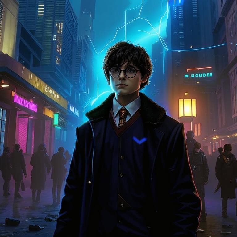 Create meme: cyberpunk style, Harry Potter and the prisoner, harry potter harry