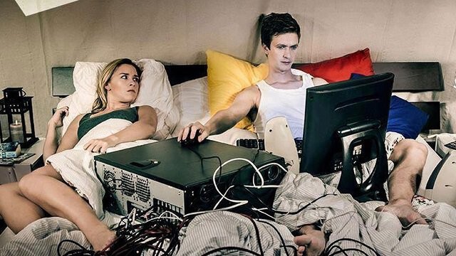 Create meme: on the bed at the computer, computer in bed, gamer 