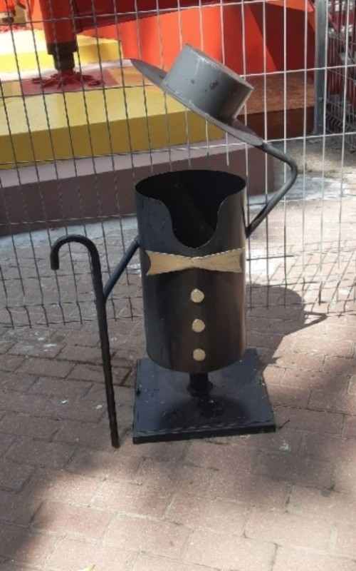 Create meme: street trash can, trash can, metal, outdoor, dustbin