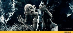 Create meme: Gollum with fish, Gollum, gollum