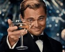 Create meme: the great Gatsby Leonardo DiCaprio with a glass of, Leo DiCaprio with a glass of, picture of Leonardo DiCaprio with a glass of