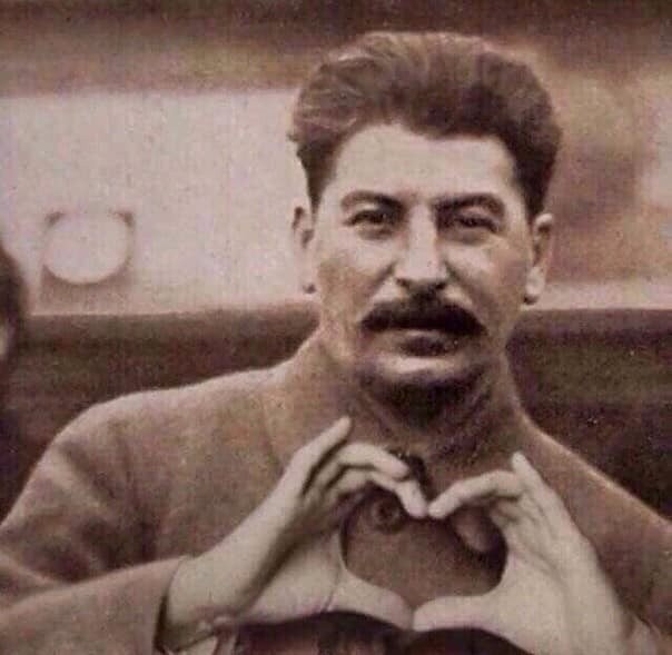 Create meme: Stalin with a heart, Stalin with a heart from his hands, Stalin love