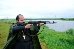 Create meme: the priest, People, a priest with a gun in Chechnya