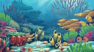 Создать мем: подводное царство для детей, морской фон для детей, фон морское дно для детей
