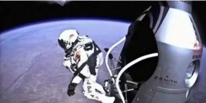 Create meme: red bull stratos, the jump from the stratosphere, Felix Baumgartner