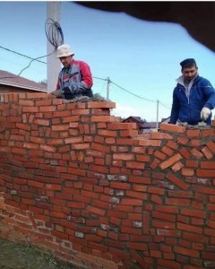 Create meme: brick, builders, bricklaying