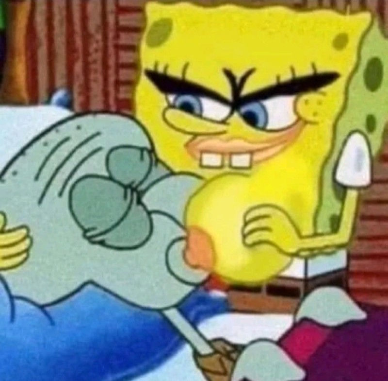 Create meme: squidward and Sandy, spongebob and squidward spike, squidward and spongebob