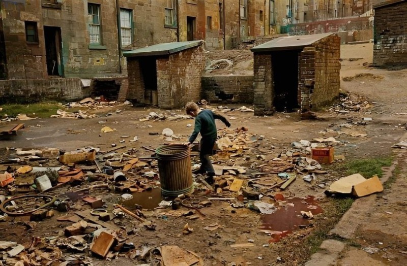 Create meme: England of the 60s slums, glasgow tenement, slums of New York