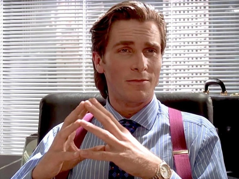 Создать мем: кристиан бэйл американский психопат, patrick bateman sigma, психолог психопатка