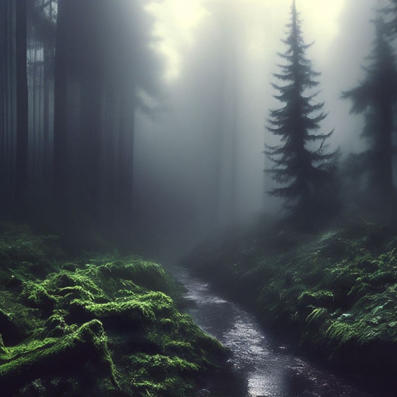 Create meme: forest in the fog, dense forest, forest 