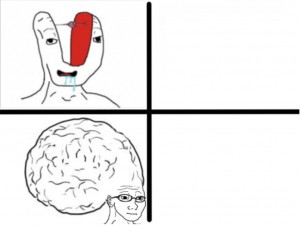 Create meme: big brain meme, meme without a brain