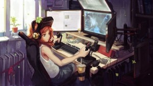 Create meme: Wallpaper for gamer anime, girl gamer art covert, anime images gamers
