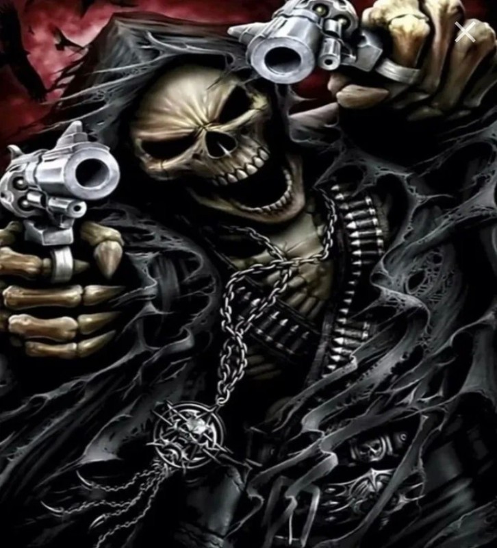 Create meme: cool skeleton with a gun, cool skeleton, skull with guns