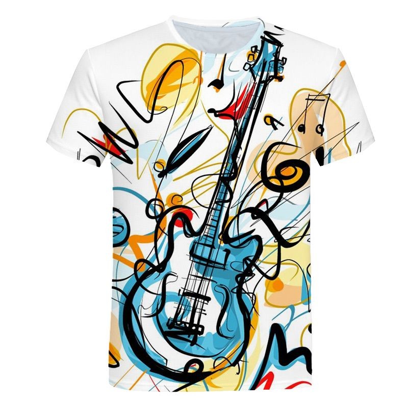 Create meme: men's t-shirt with print, guitar print on a T-shirt, men's Patterned T-shirts