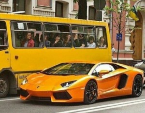 Create meme: expensive cars, minibus, lamborghini