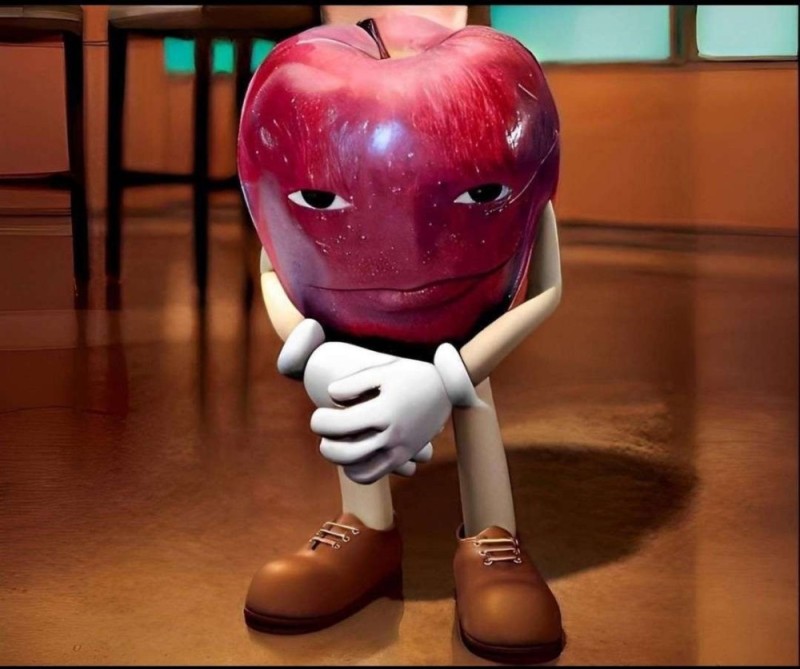 Создать мем: человек, я гуль, яблоко зло