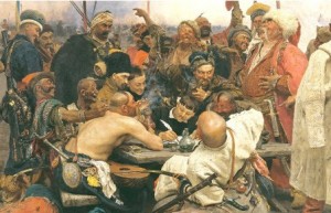 Create meme: The Cossacks writing letter to Turkish Sultan. 1880, Cossacks write sheet turetskomu the Sultan painting, to which the Cossacks wrote a letter to the Turkish Sultan