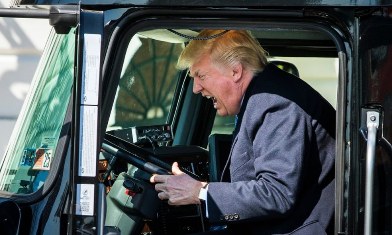 Create meme: truck , Donald Trump's golden car, Trump is driving