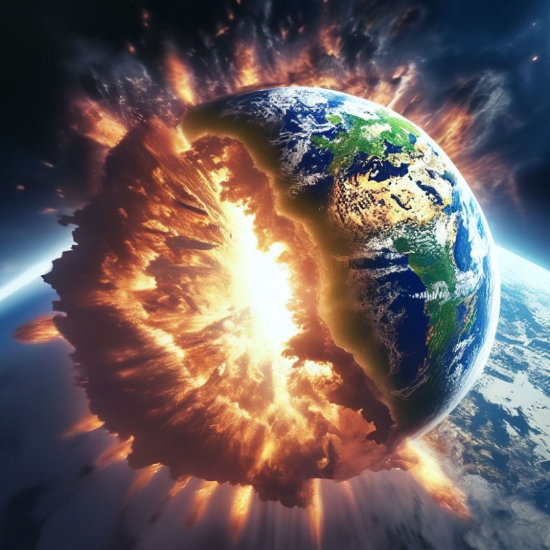 Create meme: the end of the world , earth , explosion of planets