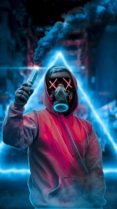 Create meme: programmer vs hacker, people , neon mask