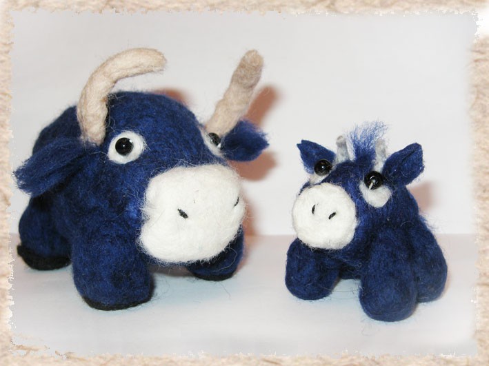 Create meme: blue cow toy, felted donkey IA, soft toy cow