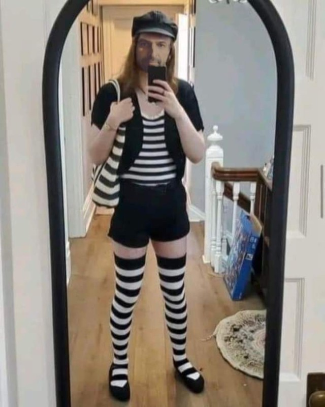 Create meme: a striped convict's suit, mime costume, striped tights