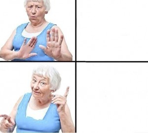 Create meme: granny with a finger meme, grandma meme, grandma meme