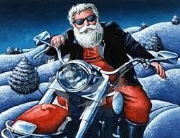 Create meme: Santa Claus on a motorcycle, Santa on a motorcycle, Santa Claus is a biker