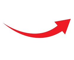 Create meme: red arrow on white background, up arrow, curved arrow