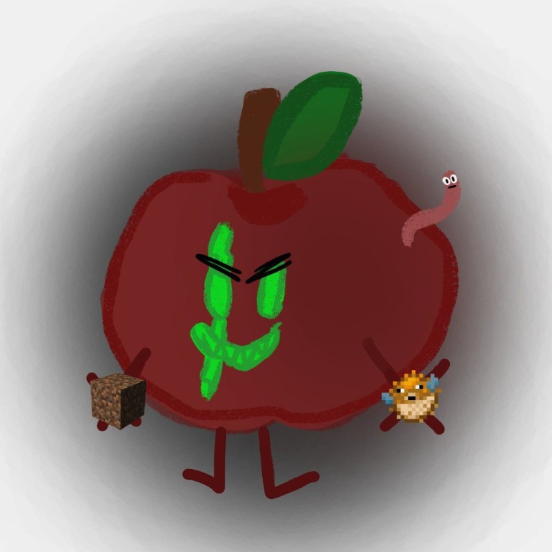 Create meme: apple apple, The character is an apple, wormy apple