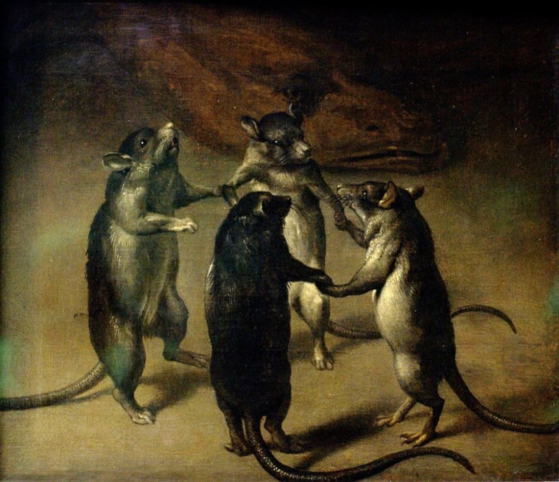 Create meme: dancing rats painting, dance of rats painting, rats round dance