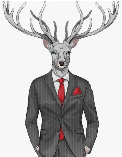 Create meme: The deer in the jacket, deer man, deer antlers reference