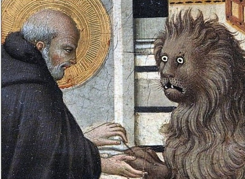 Create meme: suffering middle ages Leo, the suffering Middle Ages lion branch, sano di pietro St. jerome