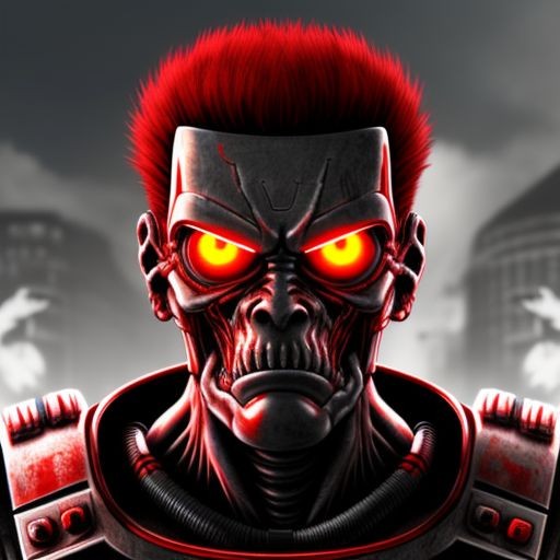 Create meme: red skull, cool , the terminator with the red eye