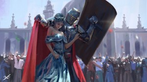 Создать мем: мем рыцарь и принцесса, рыцарь защищает принцессу щитом, рыцарь и принцесса by wlop