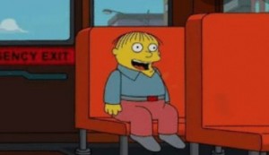 Create meme: meme of the simpsons in the bus, Ralph Wiggum, The simpsons